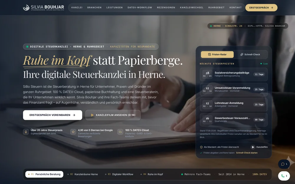 Startseite von SiBo Steuern — sibo-steuern.de